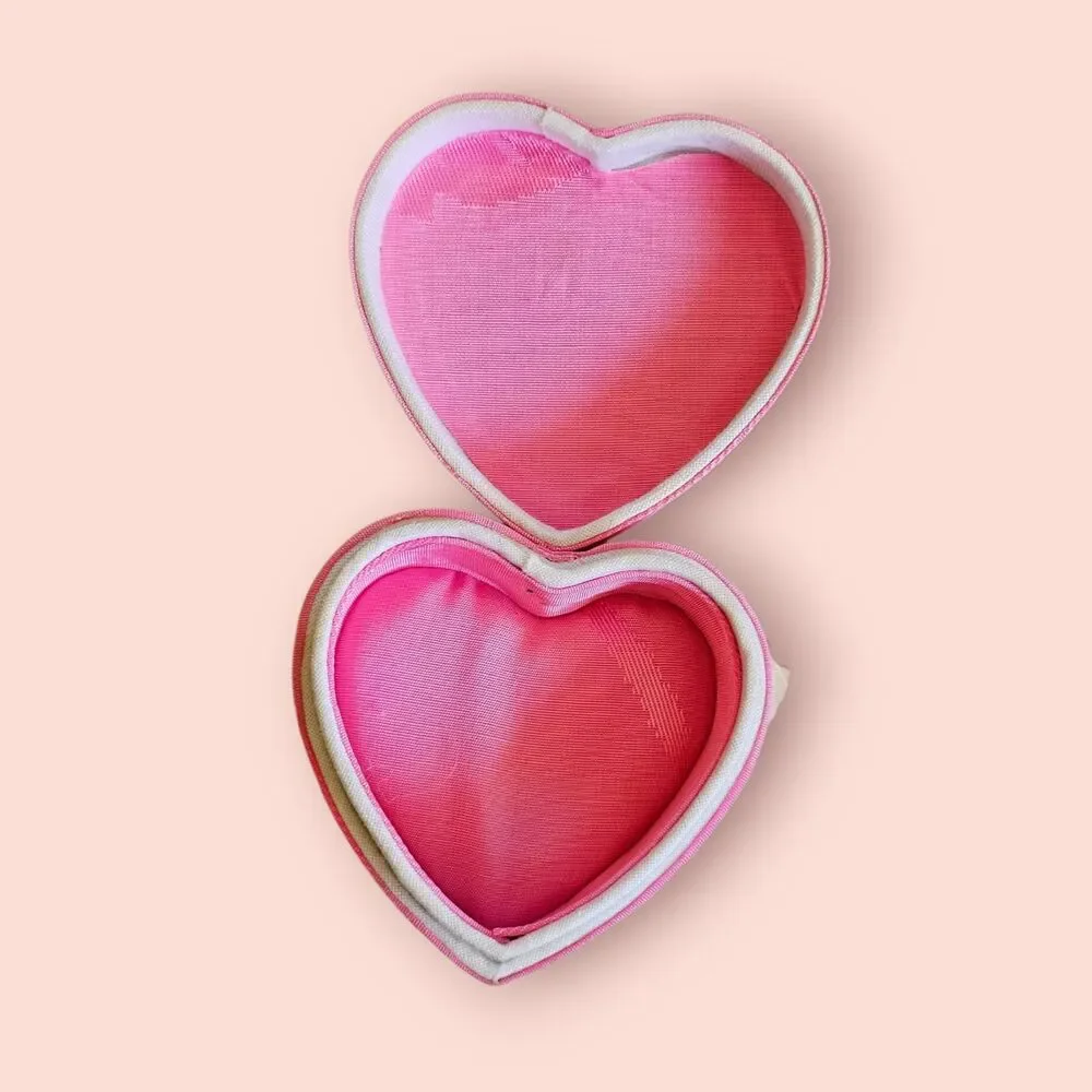 Vintage Heart-Shaped Fabric Trinket/Jewelry Box